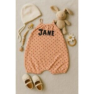 Bobo Chooses Baby Jane Romper Size 12-18‎ Months Pink And Navy Dot